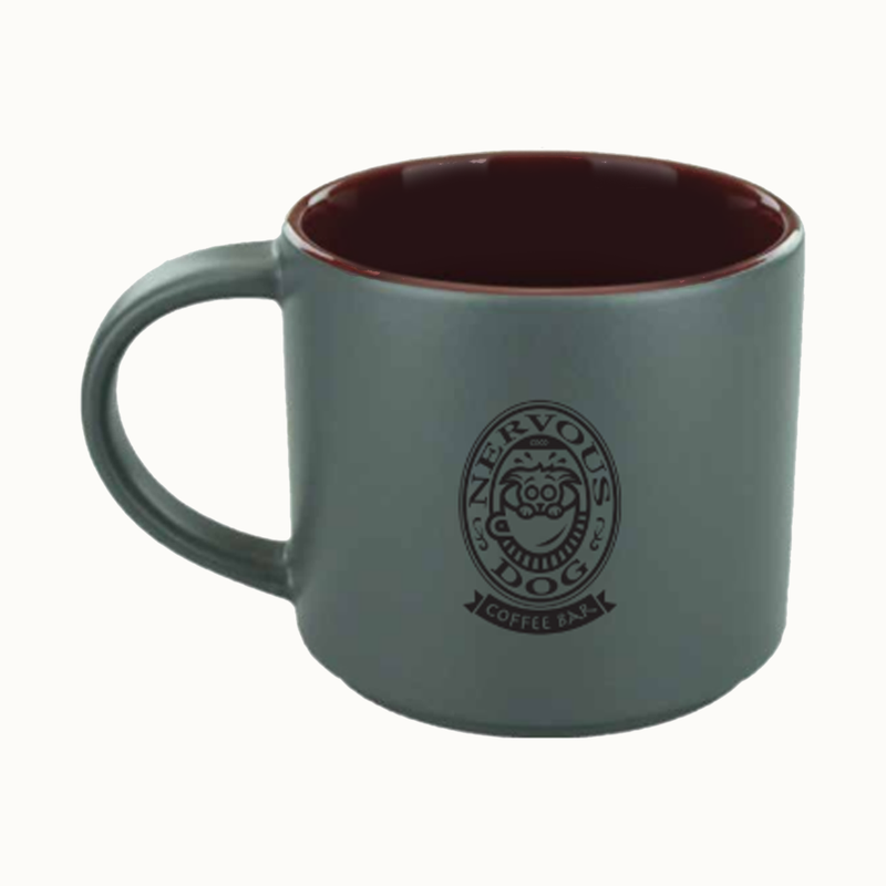 Nervous Dog Gray and Maroon Mug